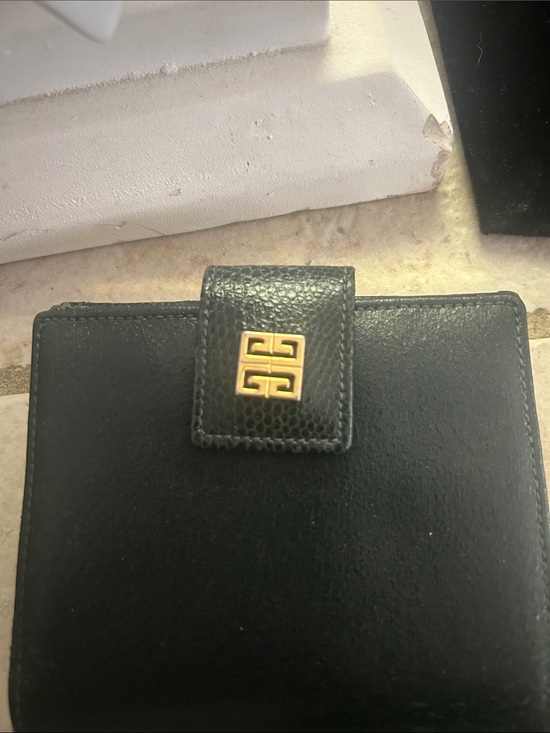 Givenchy Handbags - Givenchy Black Leather Wallet with Gold Emblem